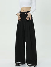 Black Wide-Leg Tie Pants