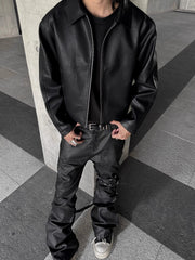 Black Zip-Up Faux Leather Jacket