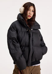 Black Zip-Up Puffer Jacket