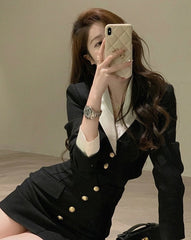 Black and White Suit Dress And Blazer Set