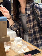 Blue And Beige Plaid Long Sleeve Shirt