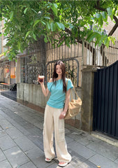 Blue Asymmetrical One-Shoulder Knit Top
