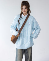 Blue Cable Knit Cozy Sweater Top