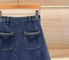 Blue Chain-Trim Denim Mini Skirt