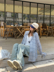 Blue Checkered Casual Flannel Shirt