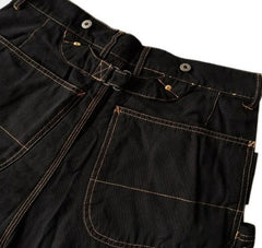 Blue Criss-Cross Stitched Loose Jeans