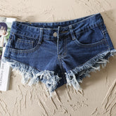 Blue Denim Ripped Micro Shorts