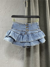 Blue Denim Ruffled Skort