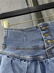 Blue Denim Ruffled Skort