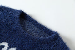 Blue “Don't Burn Our Futureâ€?Knit Sweater