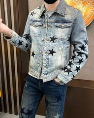Blue Embroidered Stars Denim Jacket
