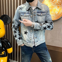 Blue Embroidered Stars Denim Jacket