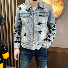Blue Embroidered Stars Denim Jacket