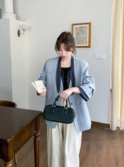 Blue Korean Style Sweet Cool Patchwork Casual Blazer