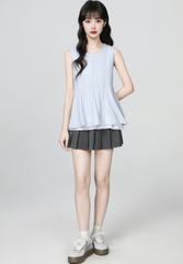 Blue Layered Sleeveless Loose Summer Top