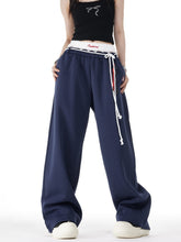 Blue Layered Style Laced Sweatpants