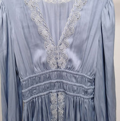 Blue Low V-Neck Satin Dress