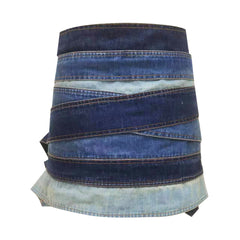 Blue Overlayered Belts Denim Skirt