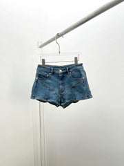 Blue Panelled Denim Shorts