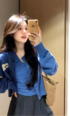 Blue Patch Cozy Cardigan |Seo Mi Rae �Boyfriend On Demand