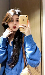 Blue Patch Cozy Cardigan |Seo Mi Rae �Boyfriend On Demand