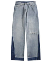 Blue Patched Dual Tone Jeans