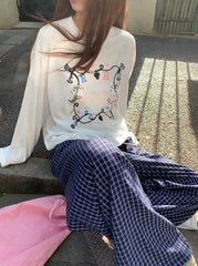 Blue Plaid Highwaist Relaxed Trousers
