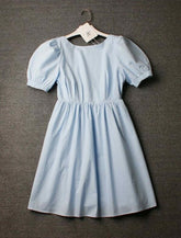 Blue Puff Sleeve A-Line Dress