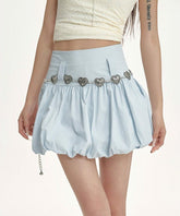 Blue Puffy Skirt With Heart Waist Chain
