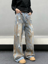Blue Ragged Style Loose Jeans