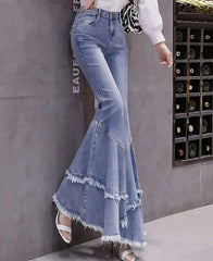 Blue Raw Edges Mermaid Jeans