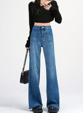 Blue Rectangular Patched Pocket Denim Jeans