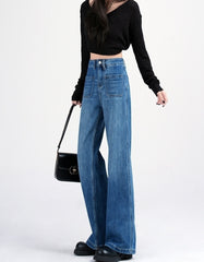 Blue Rectangular Patched Pocket Denim Jeans