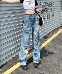 Blue Ripped High Waist Jeans