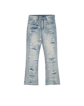 Blue Ripped Semi-Boot Cut Jeans