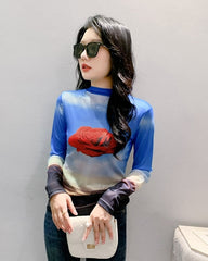 Blue Rose Long Sleeves Top