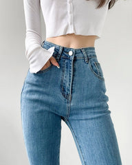 Blue Ruched Sides Jeans