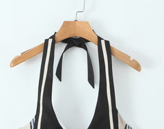 Blue Sailor Collar Stripe Halter Top