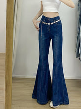 Blue Segmented Flare Jeans