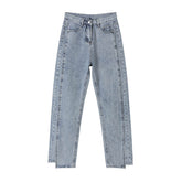 Blue Side Slit Jeans