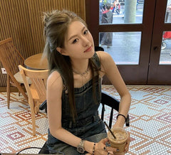 Blue Skirt Overalls Denim Dress