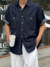 Blue Soft Denim Button-Up Shirt