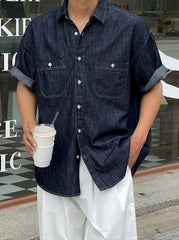 Blue Soft Denim Button-Up Shirt