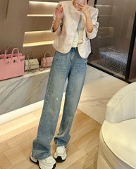 Blue Sparkly Straight Cut Jeans