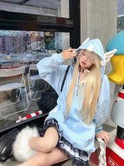 Blue Stars And Angel Hood Jacket