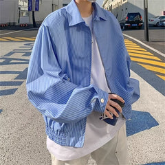Blue Striped Zip-Up Jacket