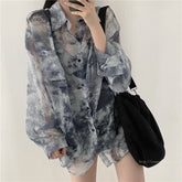 Blue Tie-Dye Sheer Shirt