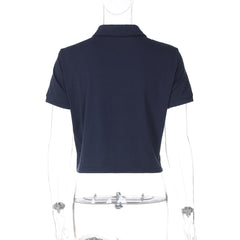Blue Varsity Lace Patchwork T-Shirt