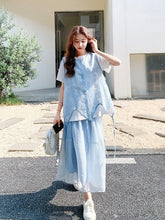 Blue Vest Fashion Three Piece Casual Skirt Set