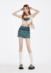 Blue Vintage Wash Cargo Mini Skirt
